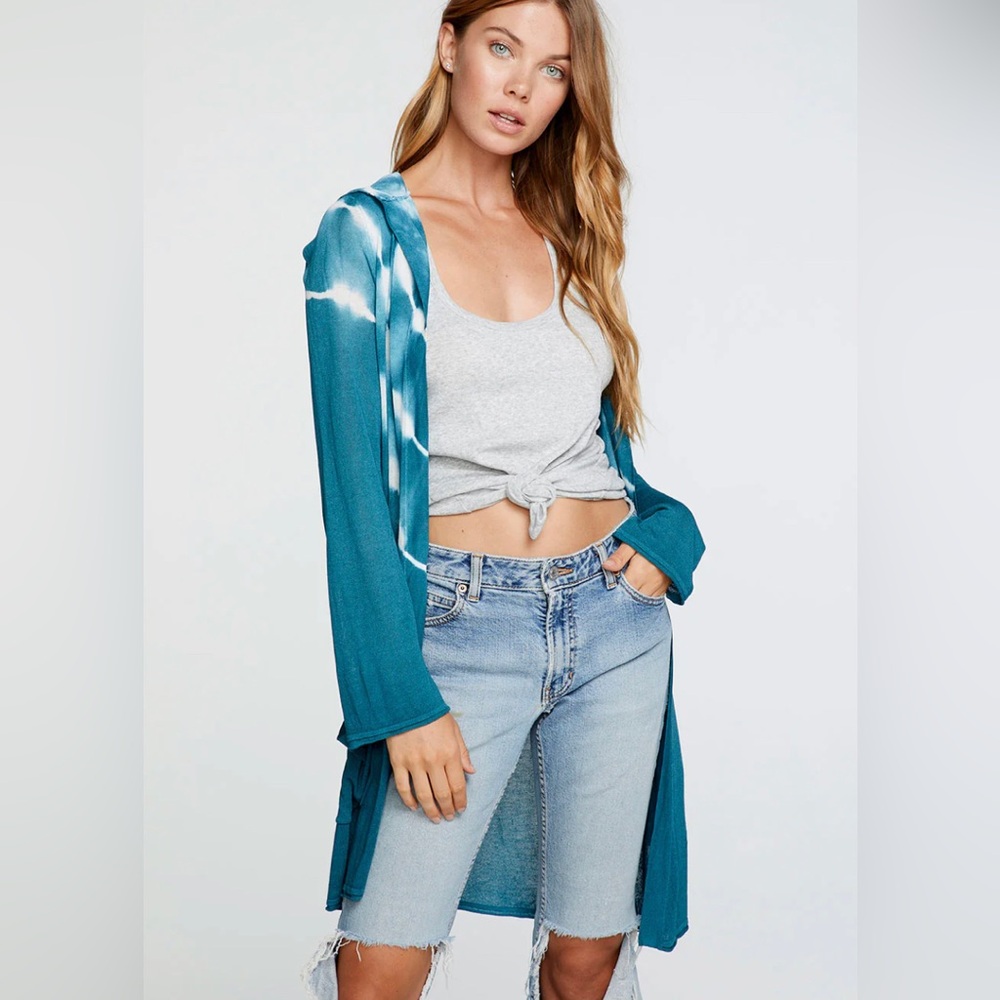 Chaser Tie Dye Sweaters Bell Sleeve Hooded open open Tie Carff